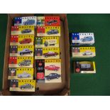 Vanguard, fifteen 1:43 scale 1950's and 1960's card and 1:64 scale lorries,