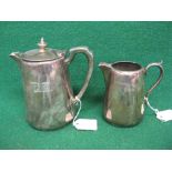 Elkington silver plated coffee/hot water jug marked 1928 and milk jug,