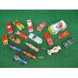 Sixteen old slot cars produced by Revell, Scalextric,