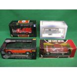 Four 1:18 and 1:24 scale diecast models to comprise: 1941 GMC Fire truck, 1963 Ford Falcon,