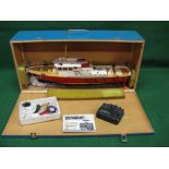 Bespoke twin screw radio controlled model ship - 35" long in a 38" x 10" x 18" transportation case
