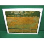 Large coloured paper map of the Southern Railway system and Continental Connections - 49.