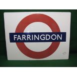 Large 1950's/1960's enamel London Underground sign for Farringdon - 60" x 4"