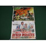 Two 1956 Walt Disney film posters for The Great Locomotive Chase and Davy Crocket & The River