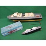 Large wooden model of a twin screw fire boat, two electric motors,