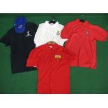 Three XL polo shirts with different Ferrari logos together with a large Shelby GT500 t-shirt and a