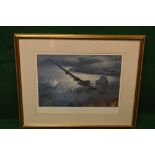 Geoff Hunt, print of two Lancaster's attacking a German dam entitled The Dambusters Raid May 1943,