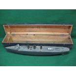 Bespoke large wood and metal model of an early steam turbine gun or torpedo boat,