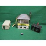 Three well made wooden model buildings for a garden railway to comprise: Swanage signal box with