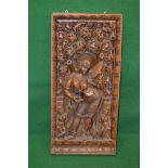 Late 19th/early 20th century Indian carved hardwood panel having central carved decoration of a
