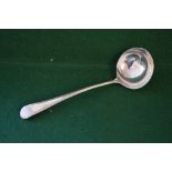 George III Old English and Feather Edge pattern silver sauce ladle,