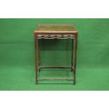 Hardwood Oriental occasional table having pierced frieze supported on moulded stretchered legs