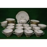 Tuscan Endon pattern tea set to comprise: teapot, cake plate, milk jug, sugar bowl and twelve cups,