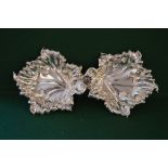Italian decorative silver double leaf shaped bon bon dish - 11.
