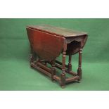 Period oak gateleg table having bow ends and two drop leaves,