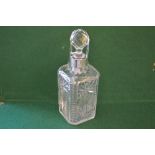 Square shaped decanter with silver collar bearing Czechoslovakian Assay marks