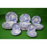 Quantity of Spode blue and white Italian design dinner ware to comprise: six large pasta bowls,