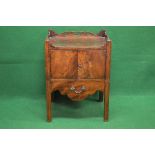 Georgian mahogany converted tray top commode having 3/4 raised pierced gallery with carrying