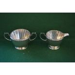 George V silver cream jug and sugar bowl by Mappin & Webb,