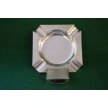 Art Deco silver ashtray, marked for Birmingham 1930 together with matching matchbox holder,