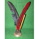 Silver and bristle quill stand on a circular base,