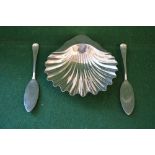 Victorian silver shell shaped butter dish,