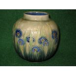 Royal Doulton pottery vase of globular form decorated with stylised flowers,