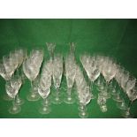 Suite of Stewart Crystal Cascade pattern drinking glasses to include: eight 4.