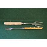 Bone handled silver bread fork,