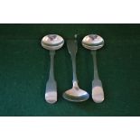 Group of three Victorian silver salt spoons,
