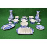 Group of Spode blue and white Italian design porcelain to comprise: salt and pepper shakers,