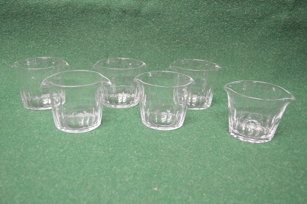 Set of six clear glass double spouted wine glass rinsers