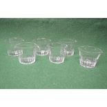 Set of six clear glass double spouted wine glass rinsers