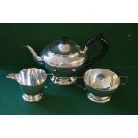 Plain George V three piece silver tea set by AL Davenport Ltd,