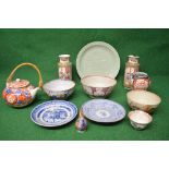 Collection of Oriental ceramics to include: two blue and white decorated plates, teapot,