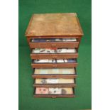 Oak six drawer collectors cabinet containing a quantity of geological specimens - 15.