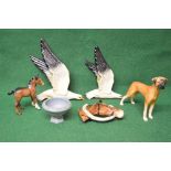 Pair of Beswick flying Seagulls together with a Wade bowl, Beswick foal,