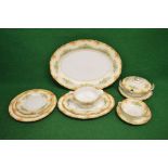 Noritake part dinner service having white a cream ground decorated with panels of flowers and