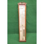 Late 20th century Admiral Fitzroy barometer having mahogany case with paper lining - 40" tall