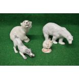 Group of four porcelain figures to comprise: Austrian Wien figure of a mouse,