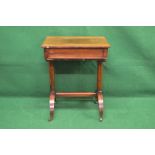 Rosewood work table having rectangular top over single drawer and pull out basket frame (basket