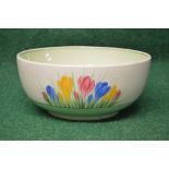 Clarice Cliff Crocus pattern bowl having pale green ground interior and hand painted Crocus' and a