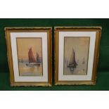 Stanley A Burchett, pair of watercolours of masted fishing boats at sea, signed bottom right - 9.