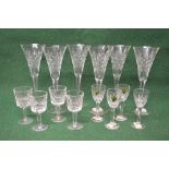 Quantity of boxed Waterford Crystal drinking glasses to comprise: four Lismore pattern port glasses,