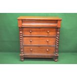 Victorian mahogany Scotch chest the top having moulded edge over four drawers with turned knob