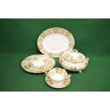 Royal Crown Derby Green Denby Panel pattern part dinner service to comprise: six 10.