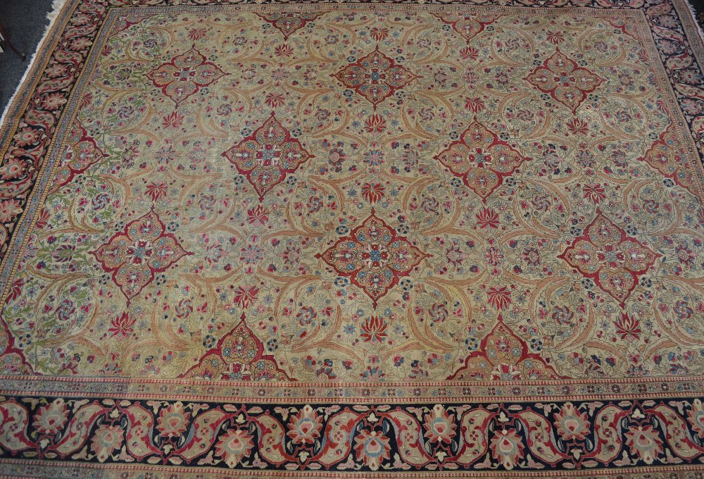 Beige ground rug having red, blue,