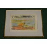 Jenny Sandler, screen print on silk of a river scene, signed bottom right in pencil - 14.