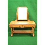 Victorian ash Gothic style dressing table having rectangular mirror supported on square chamfered