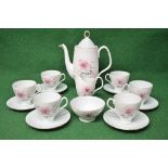 Royal Albert Elfin tea set having a pale blue ground and decorated with single pink flower to